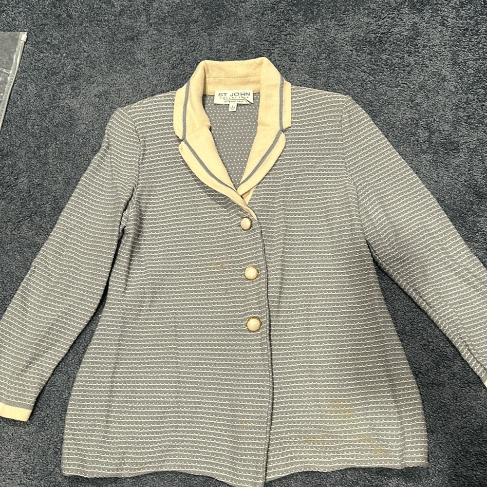 St. John Collection Knit Blazer with Pearl Detail